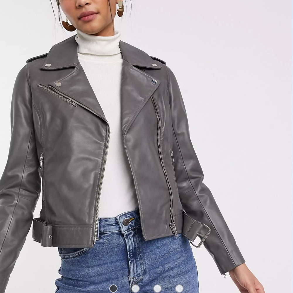 ASOS Barney’s gray Leather jacket